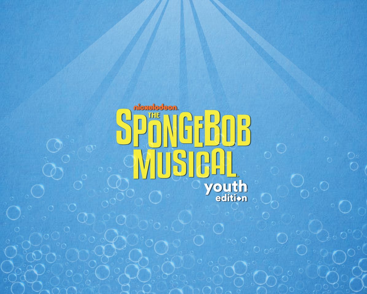 blue background with Spongebob Musical logo