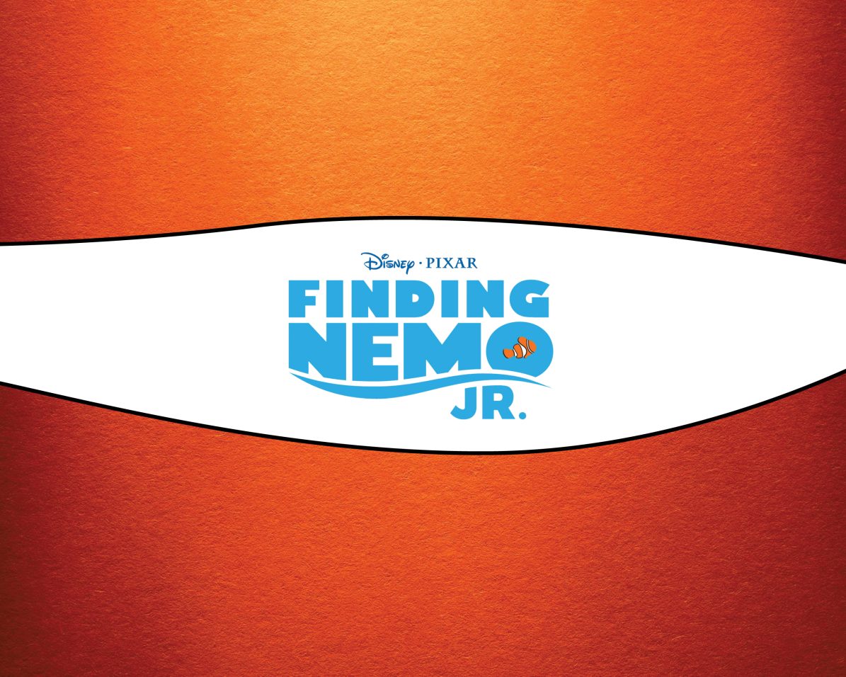 orange background with Finding Nemo JR. logo