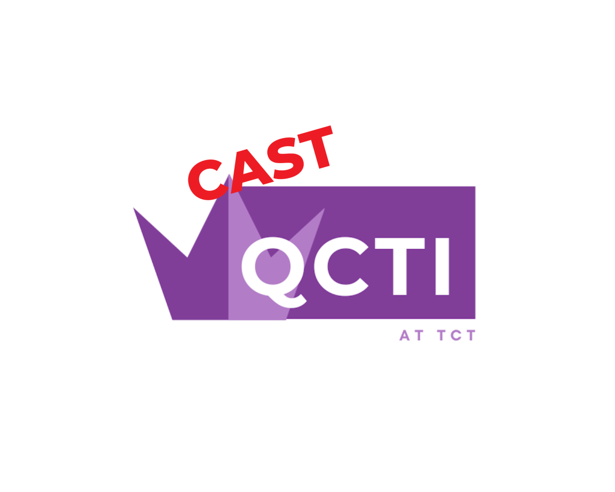 White background with crown and QCTI at TCT logo And “cast” text